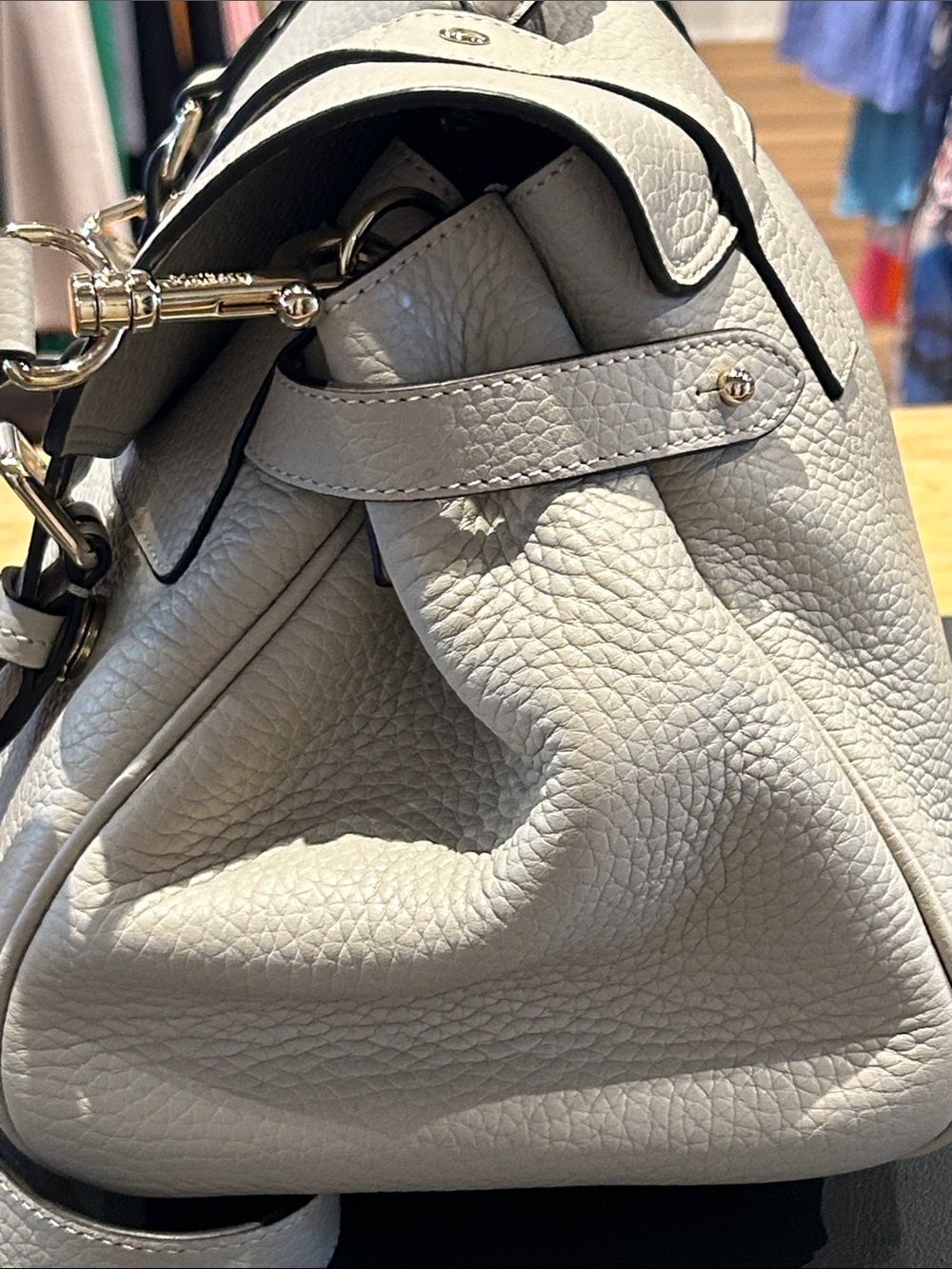 Mulberry Cream Pebble Leather Satchel with Braided Top Handle - Picture 8 of 12
